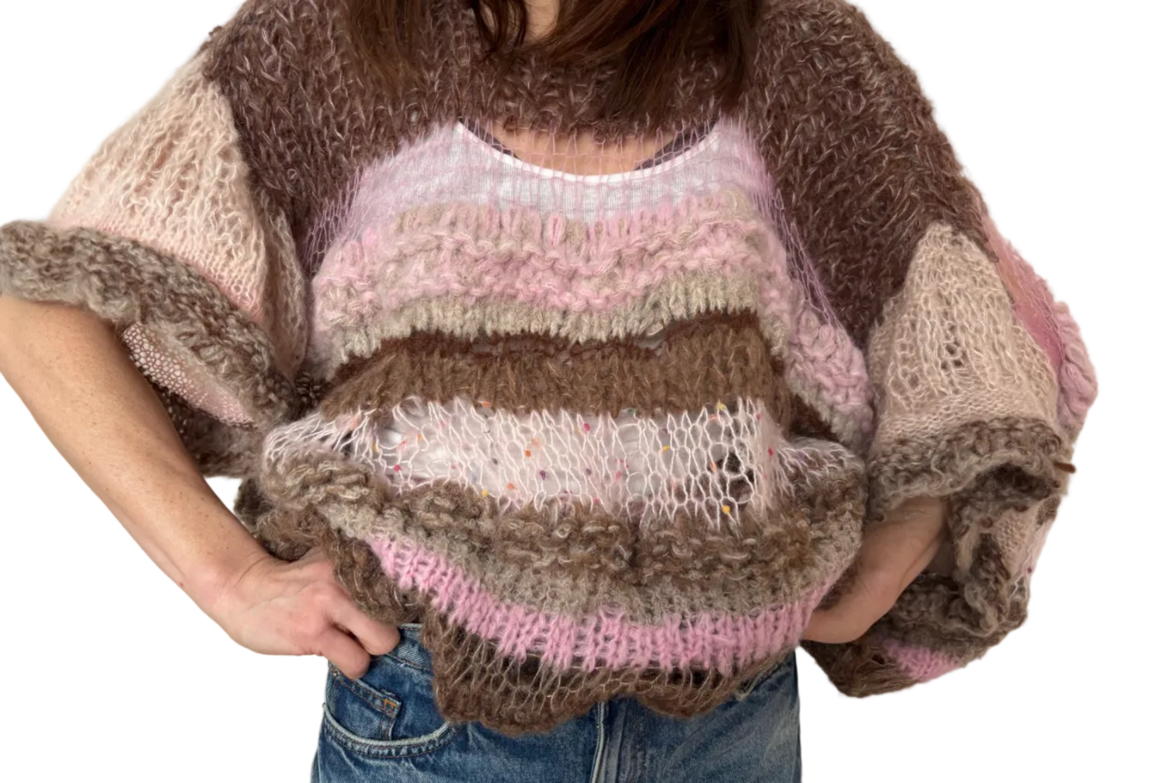 Nr013-Oversized see-through super soft sweater