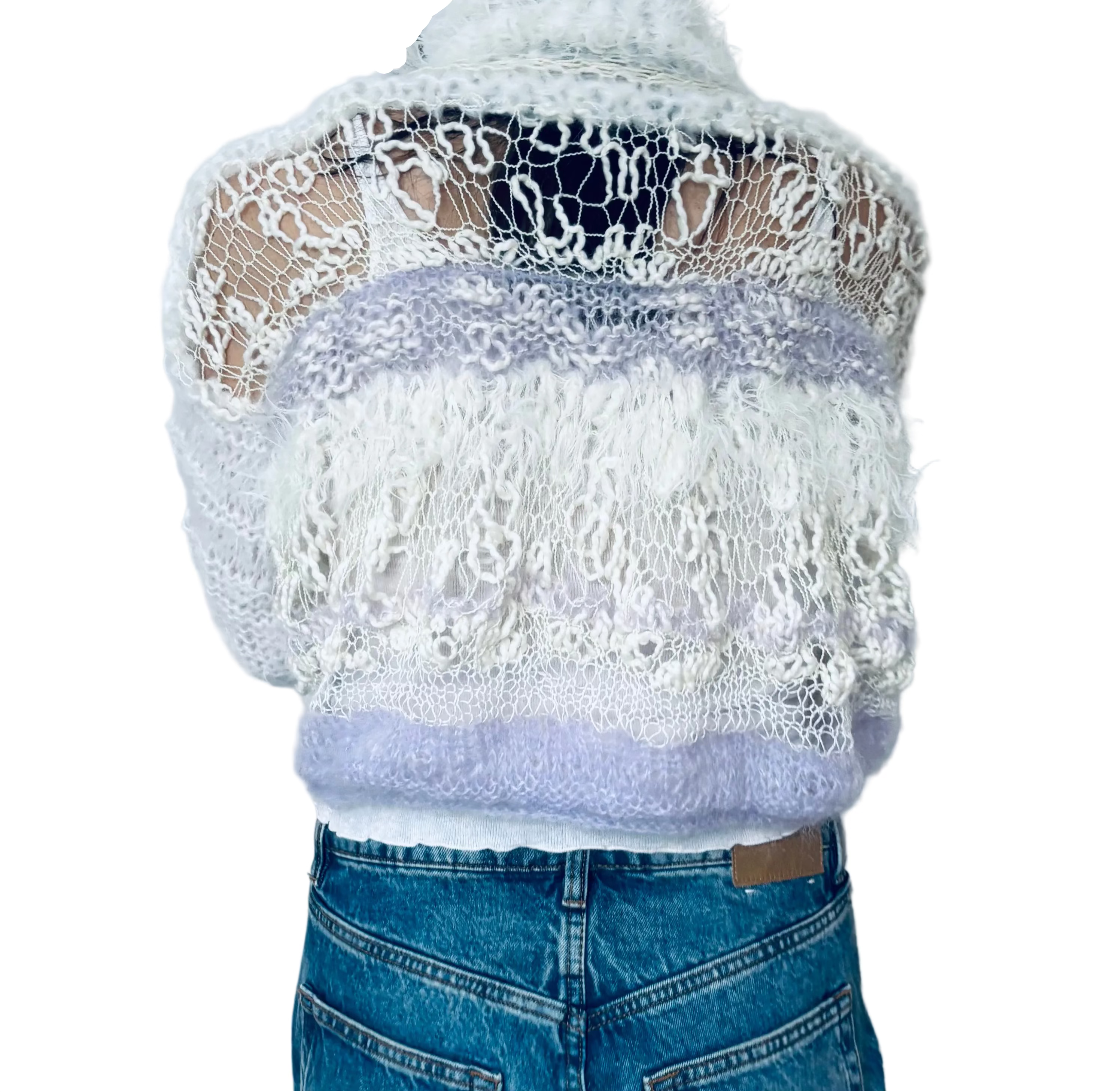 Nr003-Flirty see-through sweater with three-quarter sleeves