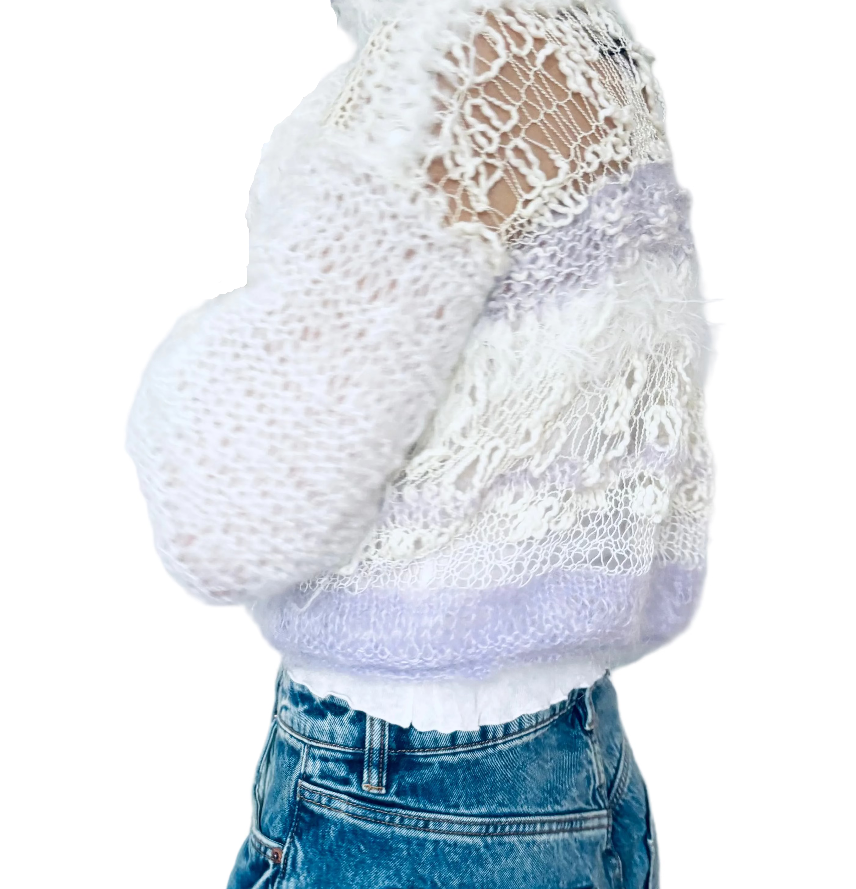 Nr003-Flirty see-through sweater with three-quarter sleeves