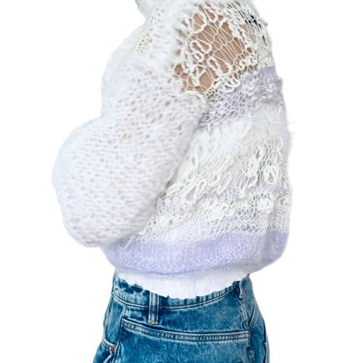 Nr003-Flirty see-through sweater with three-quarter sleeves