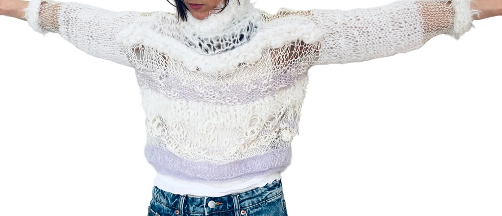 Nr003-Flirty see-through sweater with three-quarter sleeves