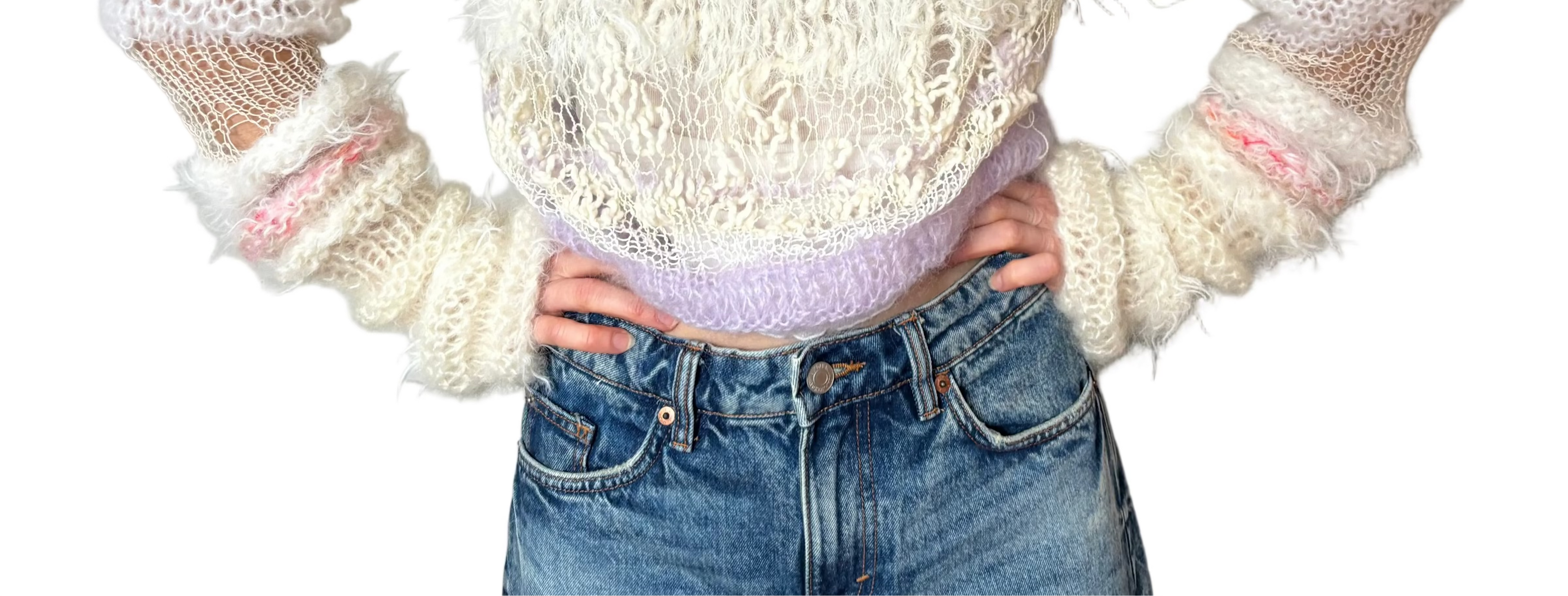 Nr002-Dreamy fluffy half mittens