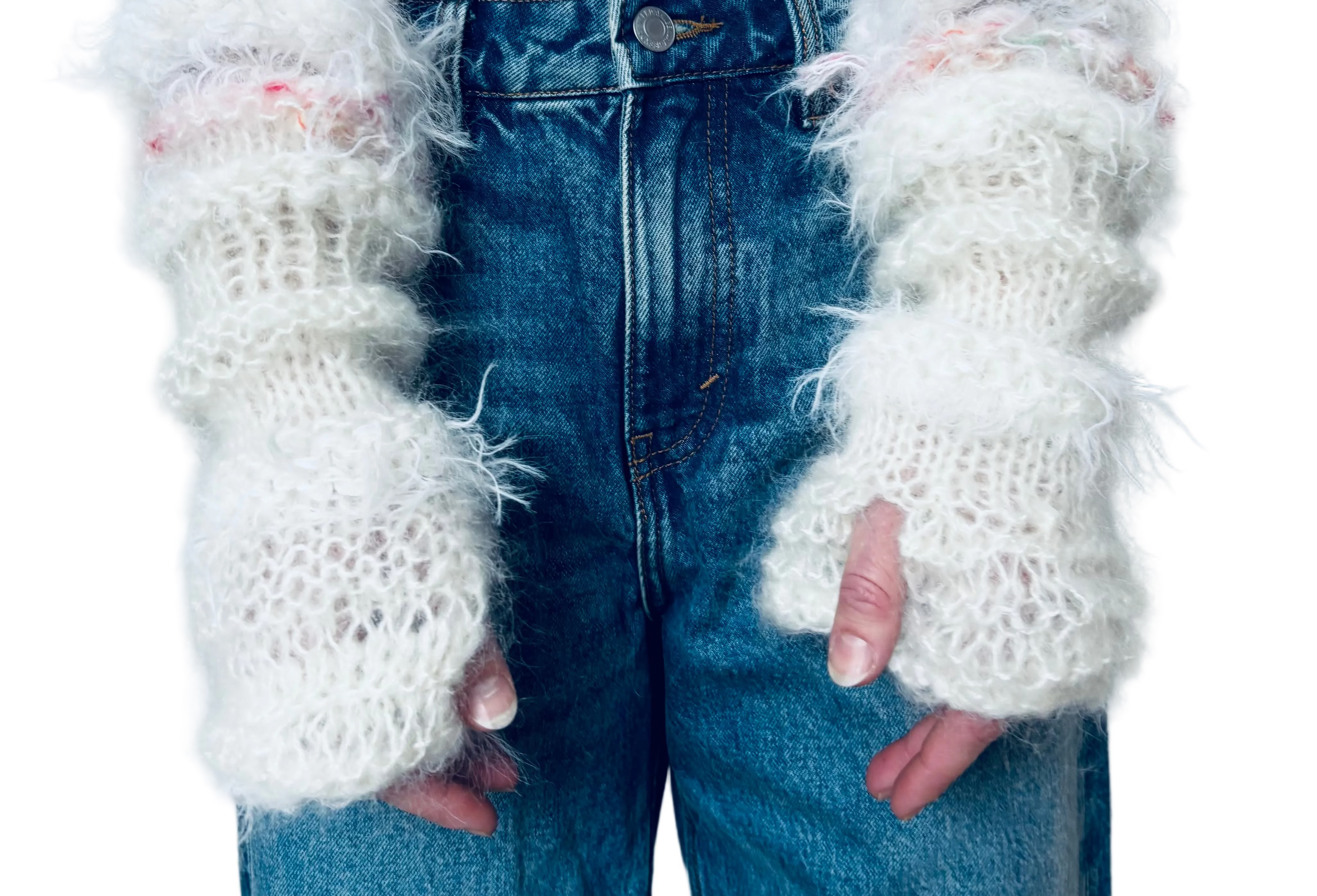 Nr002-Dreamy fluffy half mittens