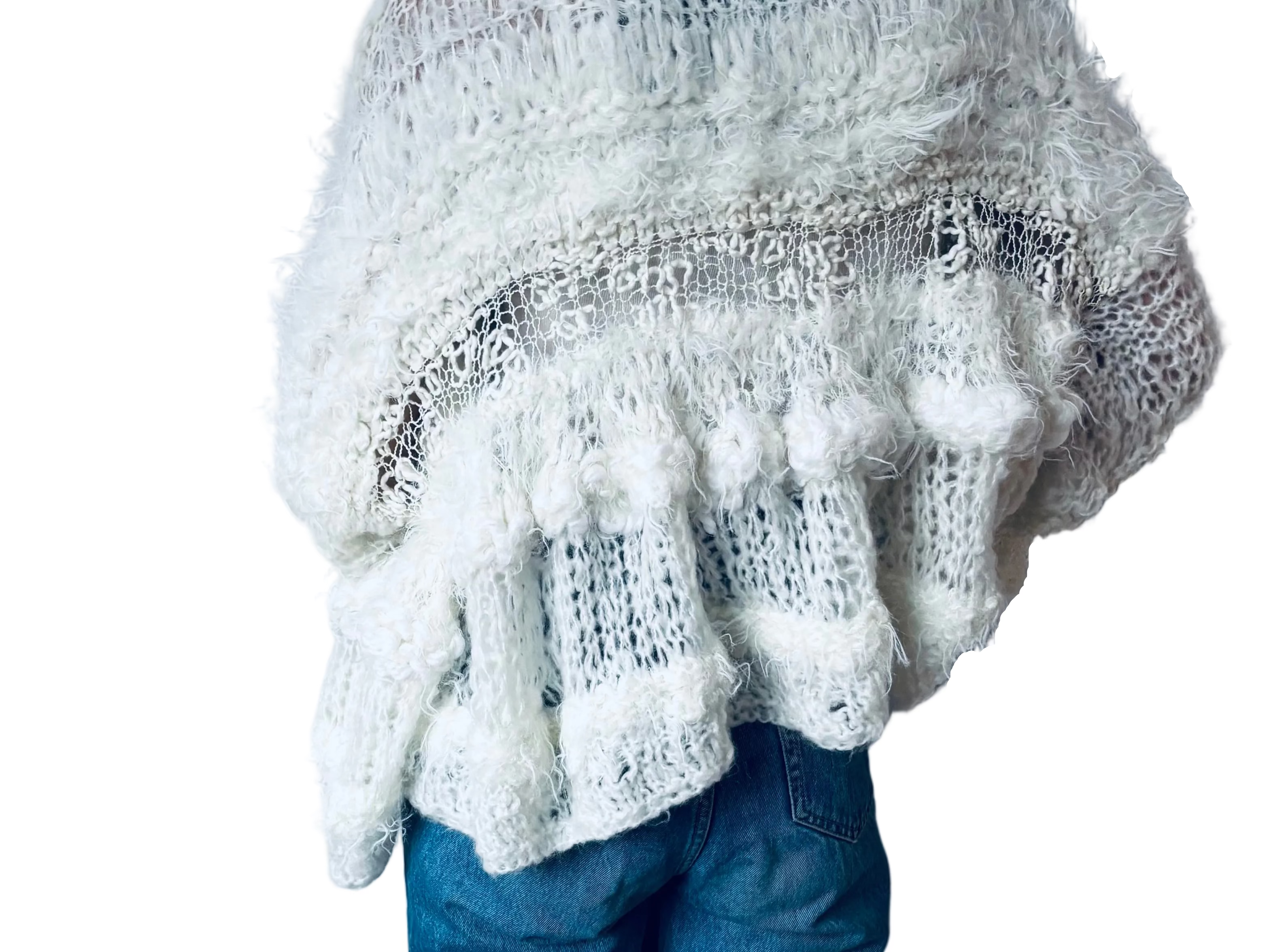 Nr012-Chunky airy white fluff sweater