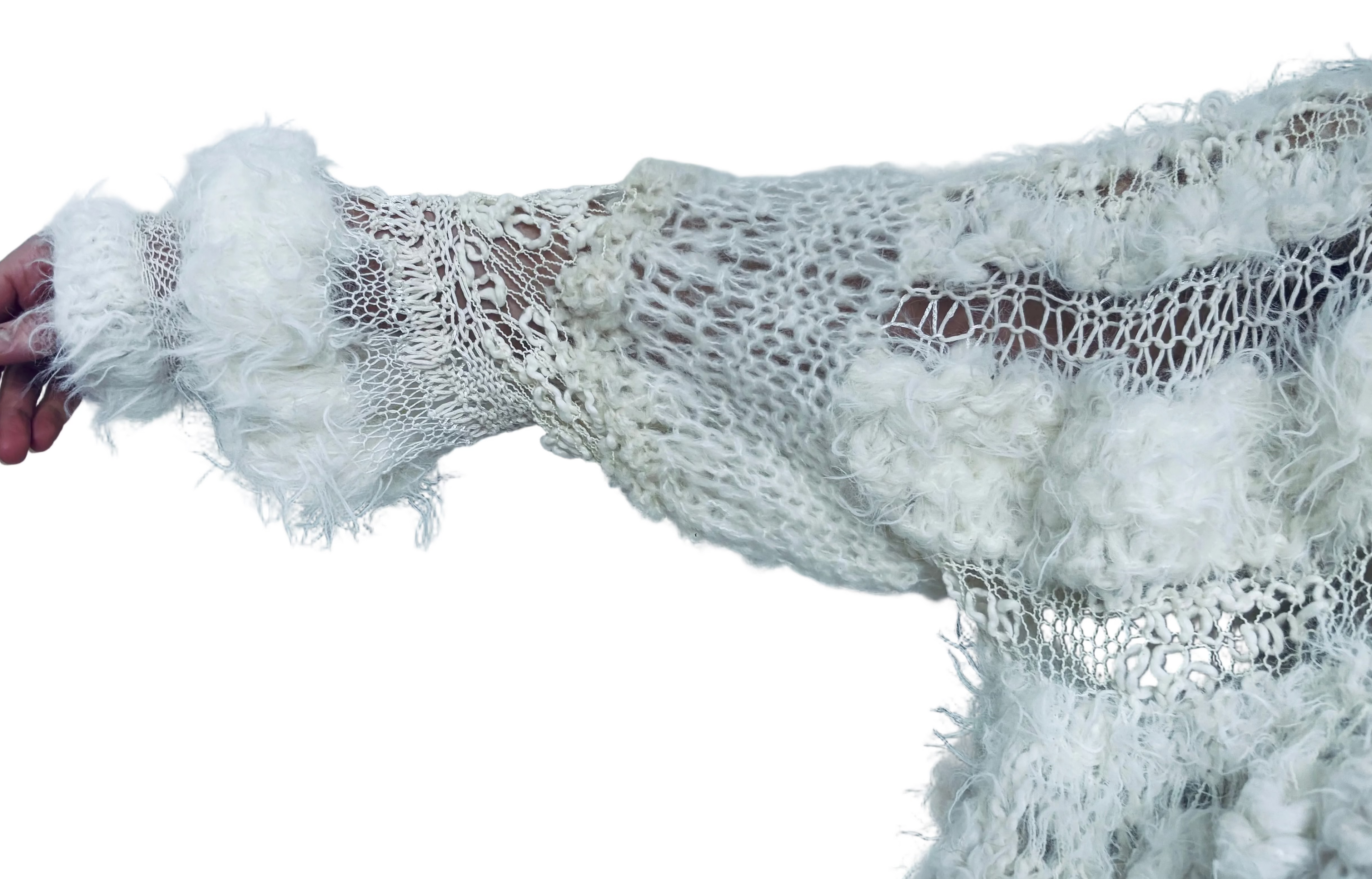 Nr012-Chunky airy white fluff sweater