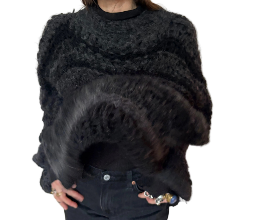 Nr011-Oversized airy black fluff sweater