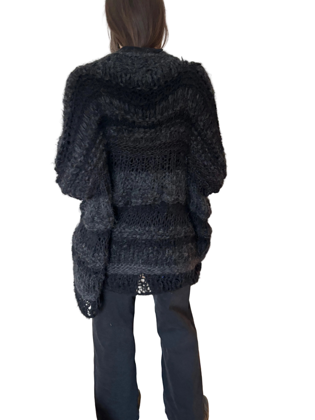 Nr011-Oversized airy black fluff sweater