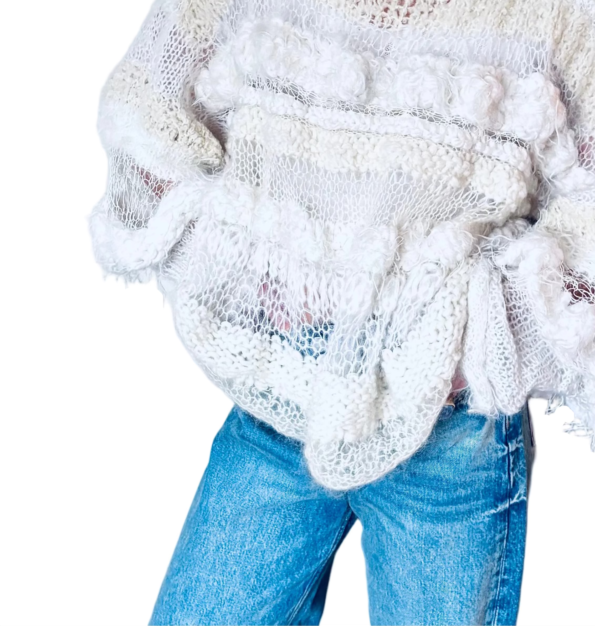 Nr012-Chunky airy white fluff sweater
